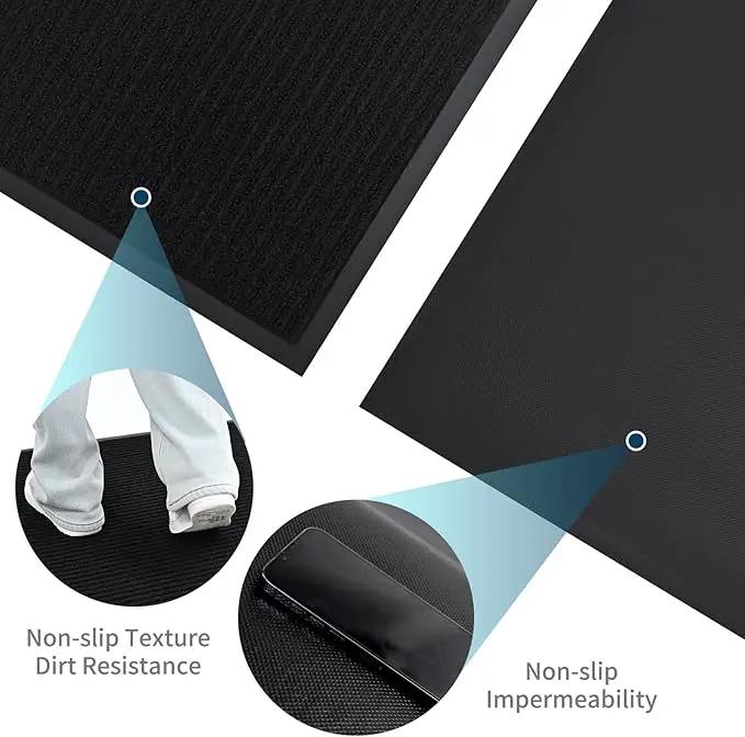 Rubber Door Mat About W3' ×L10' Heavy Duty Large Outdoor Indoor Mat Durable Entrance Doormat Waterproof Rubber Back Rugs for Home Entryway Patio Porch Office Business Areas (Jet Black) by GreenHaven Gardens