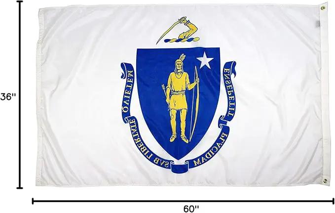 FlagSource Massachusetts Nylon State Flag, Made in the USA, 3x5' by GreenHaven Gardens