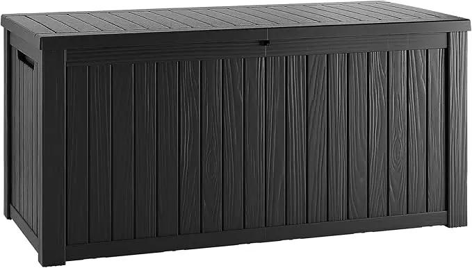 200 Gallon Resin Deck Box, Waterproof Outdoor Storage Bin for Patio Furniture, Pool Accessories, and Garden Tools, Lockable & UV-Resistant, Black by GreenHaven Gardens