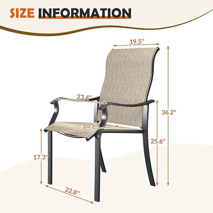 UDPATIO Patio Dining Chairs Set of 4, High Back Wide Seat Outdoor Furniture Chairs with All Weather Breathable Textilene, for Lawn Garden Backyard, Brown by GreenHaven Gardens