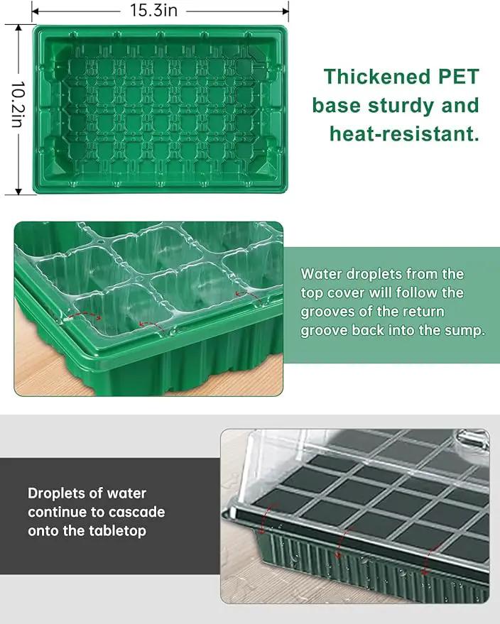 Large Seed Starter Trays with Heat Mat, Seed Starter Kit with 48 Full Spectrum LEDs, 24 Large Cells Seed Germination Kit with Adjustable Humidity Vents for Indoor Plants Seeds Starting by GreenHaven Gardens