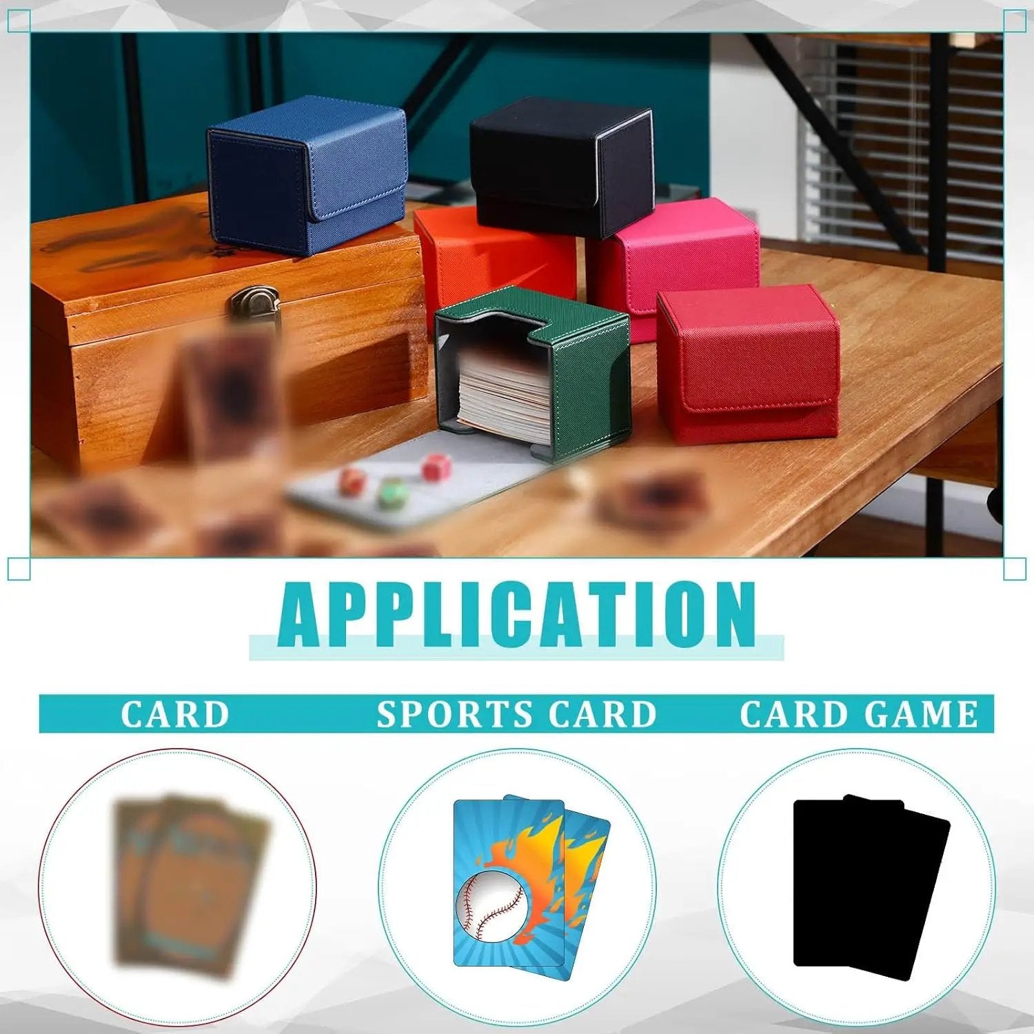 Yookeer 6 Pack Leather Deck Cases 100+ Card Deck Game Box Magnetic Playing Card Storage Box for 100 Plus Cards Compatible with Tcg(Pink,Red,Orange,Black,Blue,Green,Horizontal) by GreenHaven Gardens