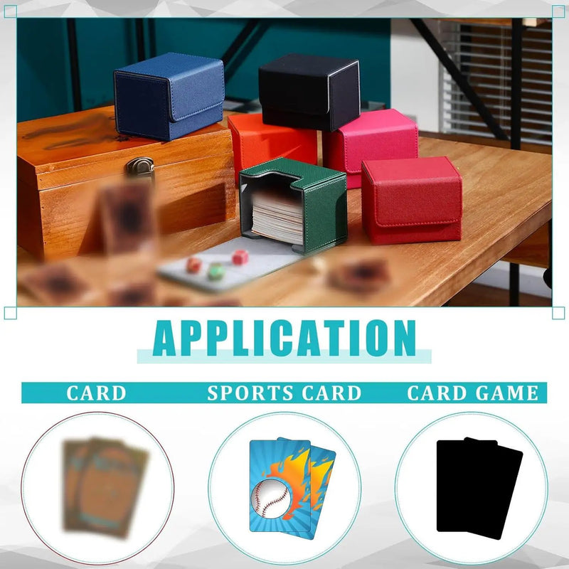 Yookeer 6 Pack Leather Deck Cases 100+ Card Deck Game Box Magnetic Playing Card Storage Box for 100 Plus Cards Compatible with Tcg(Pink,Red,Orange,Black,Blue,Green,Horizontal) by GreenHaven Gardens