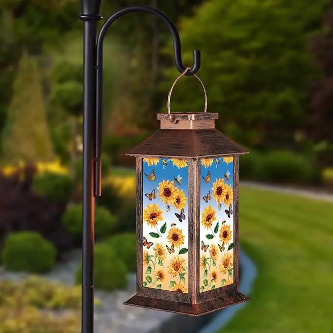 Solar Lantern Outdoor Waterproof Sunflower Butterfly Garden Decor Birthday Gifts for Women Mom and Grandma Solar LED Plastic Decorative Hanging Light for Yard(Sunflower Butterfly) by GreenHaven Gardens
