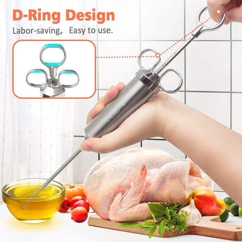 Meat Injector Syringe, Injector Marinades for Meats, Turkey, Brisket; Come with 3 Marinade Injector Needles; Meat Injectors for Smoking and BBQ, 2-OZ by GreenHaven Gardens
