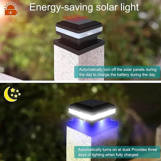 Sumaote Solar Post Lights 160LM 52 LED - 6x6 Post Cap Solar Light Outdoor Deck Fence Lights fit 4x4 5x5 6x6 Wood Posts, IP65 Waterproof for Garden Porch Patio, 6000K White Lighting, 4 Pack by GreenHaven Gardens