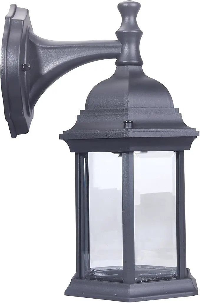 LIT-PaTH Outdoor Wall Lantern, Wall Sconce as Porch Lighting Fixture, E26 Medium Base Max 60W, Aluminum Housing Plus Glass, Matte Black Finish, 1-Pack by GreenHaven Gardens