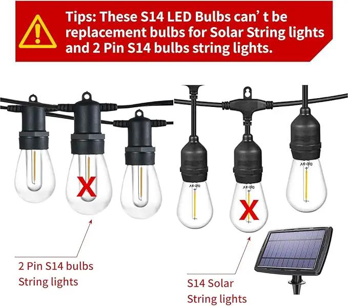 Meconard 30 Pack S14 Edison String Light Bulbs, 1 Watt Replacement Bulbs for Outdoor String Lights, Low Wattage Shatterproof LED Filament Patio Bulbs, E26 Medium Base, 2200K Warm White, Non-Dimmable by GreenHaven Gardens