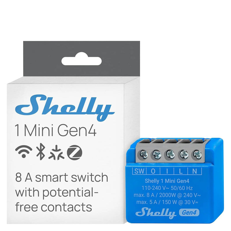 Shelly 1 Mini Gen4 | Wi-Fi, Zigbee & Matter Smart Relay Switch with Dry Contacts, 1-Channel 8A | Home Automation | Alexa, SmartThings, Google Home, Apple HomeKit Compatible | Garage Door Opener by GreenHaven Gardens