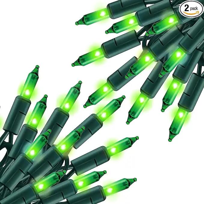 TW SHINE Green St. Patrick's Day Lights, 2 Pack Total 40FT 200 Count Incandescent Christmas Mini String Lights, Waterproof Decorations for Outdoor Indoor Xmas Tree Patio Home Party Yard Decor by GreenHaven Gardens