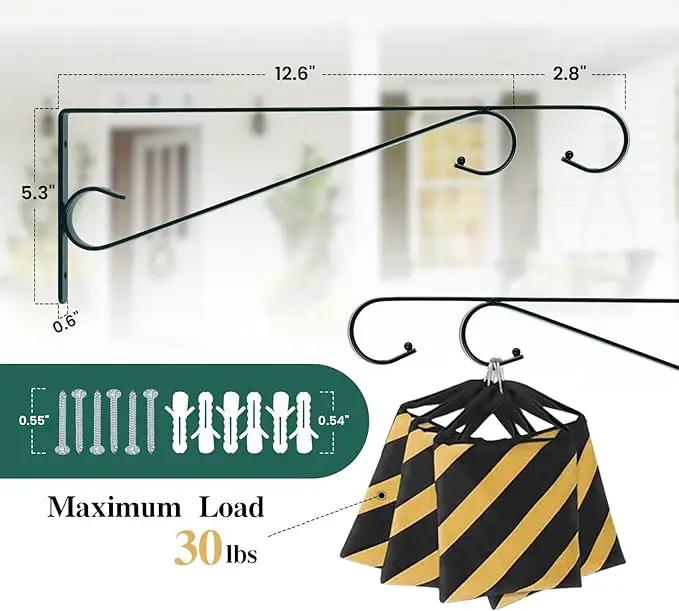 Plant Hangers Outdoor (2 Pack-15.4 Inch Blackish Green) Plant Hooks Heavy Duty Iron Plant Hanger Hook for Wall, Hanging Plant Bracket for Planters, Bird Feeders, Lanterns, Wind Chimes, Outdoor by GreenHaven Gardens