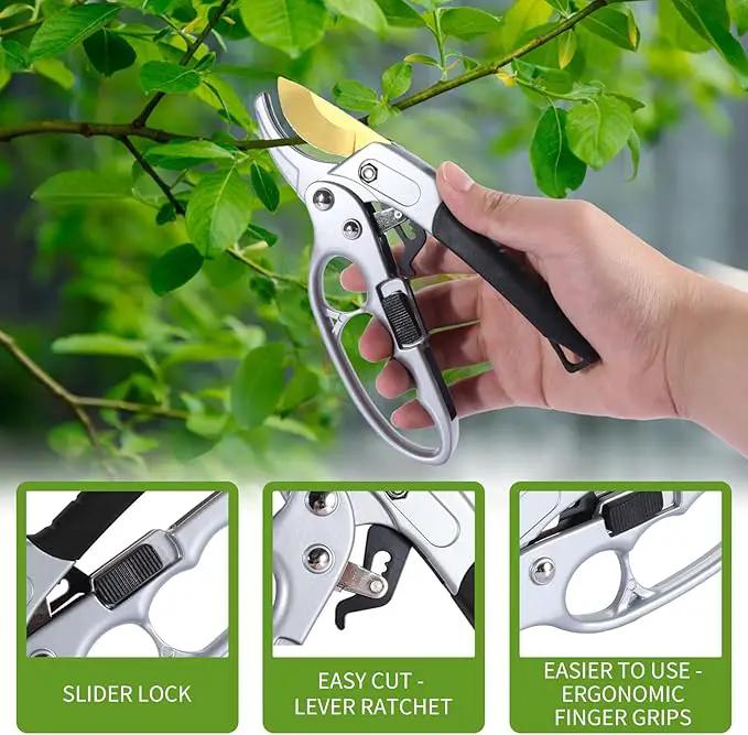 Titanium Garden Clippers, Premium Germany Pruners, Work 3 Times Easier, Professional Pruning Shears, Cutting Rose, Flower, Hedge, Stem, Sharp Gardening Scissors, Arthritis Weak Hand Snips by GreenHaven Gardens