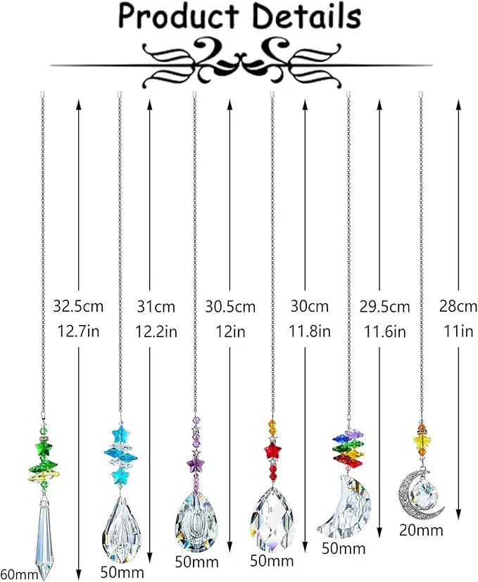 H&D HYALINE & DORA 6PCS Suncatchers Crystal Chandelier Prism Hanging Ornament for Window Home Garden,Rainbow Maker Crystal Pendant by GreenHaven Gardens