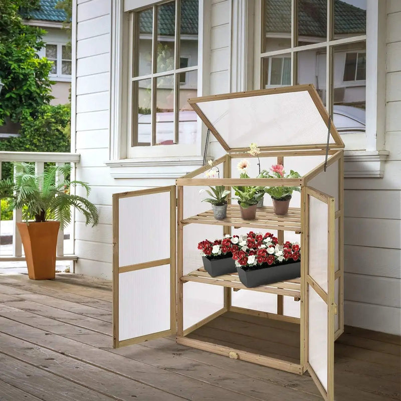 Giantex Garden Portable Wooden Cold Frame Greenhouse Raised Flower Planter Protection (30.0"X22.4"X42.9") by GreenHaven Gardens