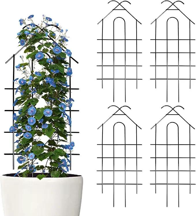 ARIFARO 40'' Metal Garden Trellis for Climbing Plants, Indoor/Outdoor Sturdy Plant Trellis for Potted Plants,House Plants, Climbing Vines, Pack of 4, Black by GreenHaven Gardens