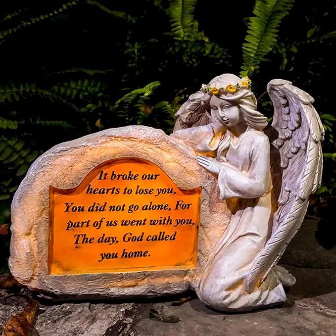 DKJOCKY Solar Angels for Cemetery, Angels Memorial Stone Gifts with Solar LED Light Garden Statues Grave Decorations for Cemetery, Sympathy Gifts for Loss of Loved One by GreenHaven Gardens