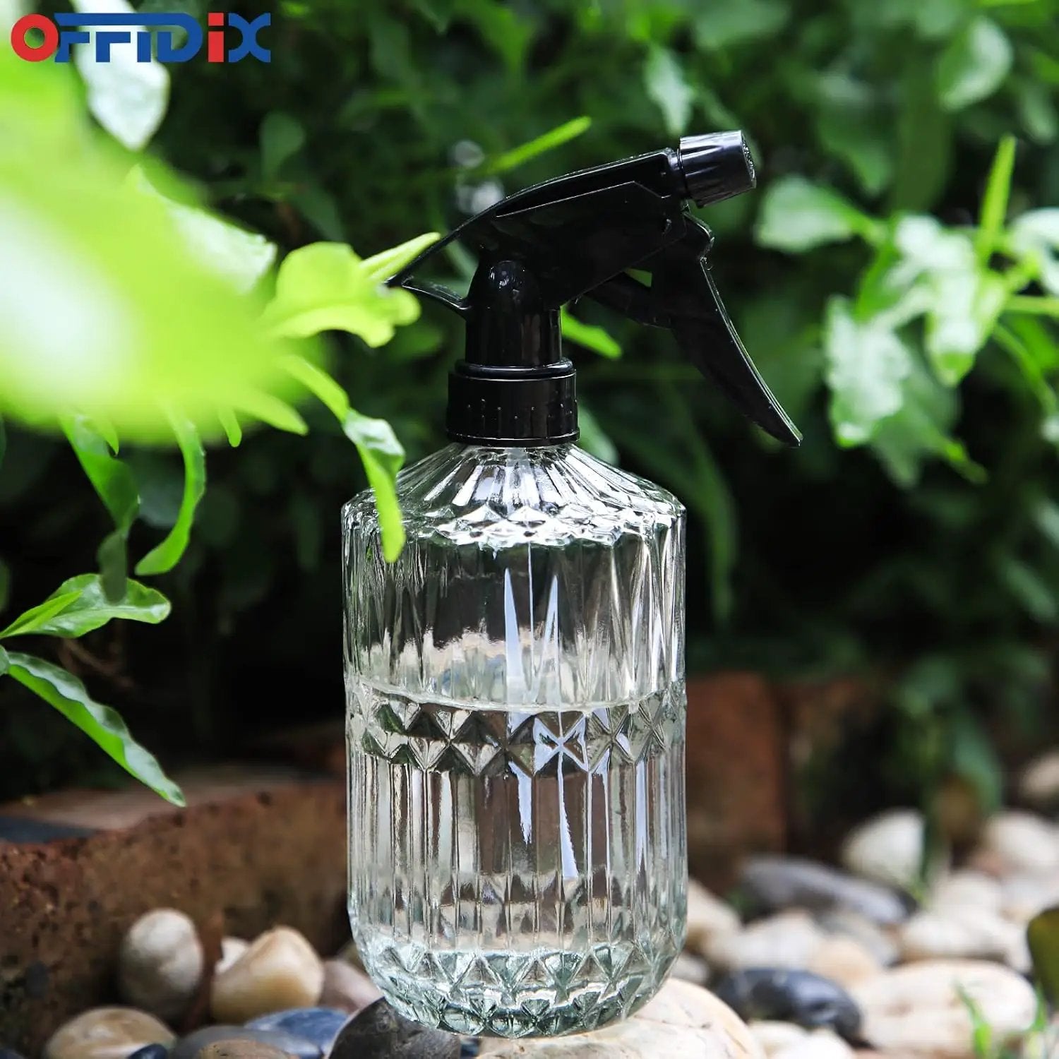 OFFIDIX Glass Spray Bottle,Plant Mister,Pressure Watering Can,Water Spray Bottle with Adjustable Nozzle,0.43L/15.17oz Handheld Spray Bottles for Outdoor Indoor Garden,Cleaning Solutions by GreenHaven Gardens