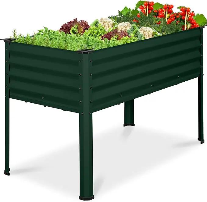 Best Choice Products 48x24x30in Galvanized Raised Garden Bed, Metal Elevated Planter Box, Vegetable Garden for Backyard, Patio, Balcony - Dark Green by GreenHaven Gardens