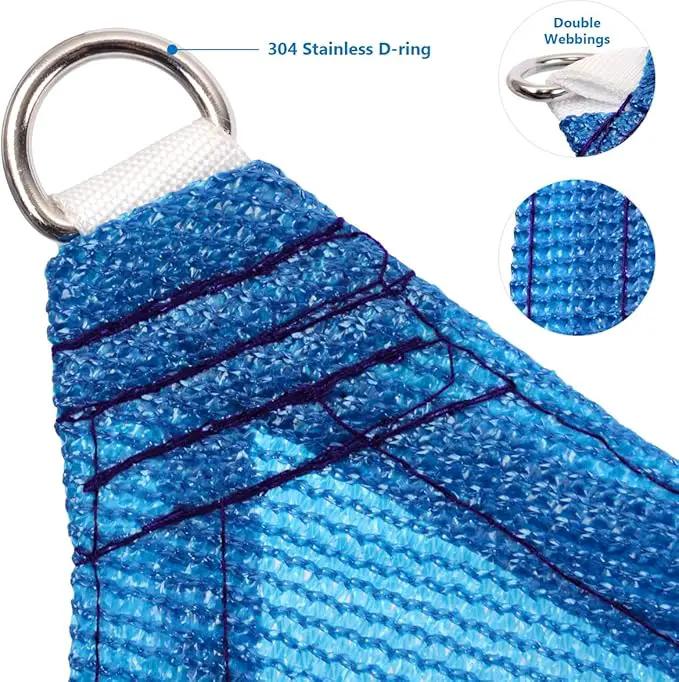 Eden's Decor Straight Flat-Edged Sun Shade Sail Rectangular 11' x 17' Blue UV-Blocking Outdoor Canopy Fabric Cloth Awning for Pergola Patio Garden Backyard Custom Size by GreenHaven Gardens