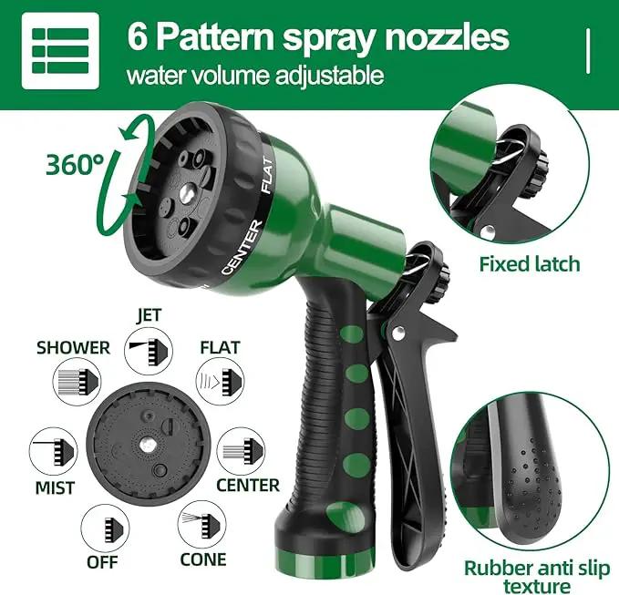 3/8" Lightweight Coil Garden Hose 50 FT, EVA Flexible Curly Water Pipes with 6-Pattern Spray Nozzle for Boat, Greenhouse, Yard, Patio, Green by GreenHaven Gardens