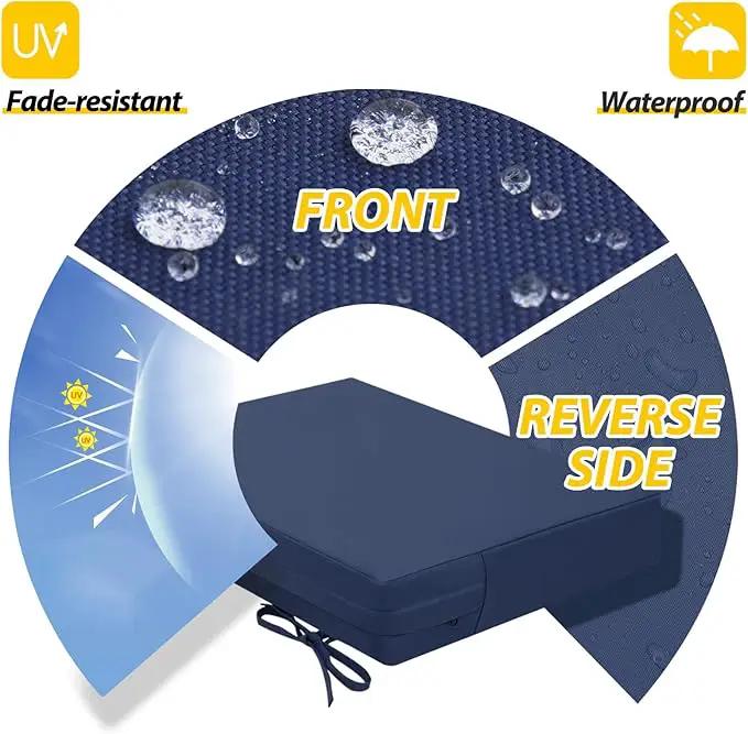 AAAAAcessories Outdoor Seat Cushions for Chairs, Waterproof, Fade-Resistant Patio Furniture Replacement Cushions, 20" x 18" x 3", Set of 2, Navy Blue by GreenHaven Gardens