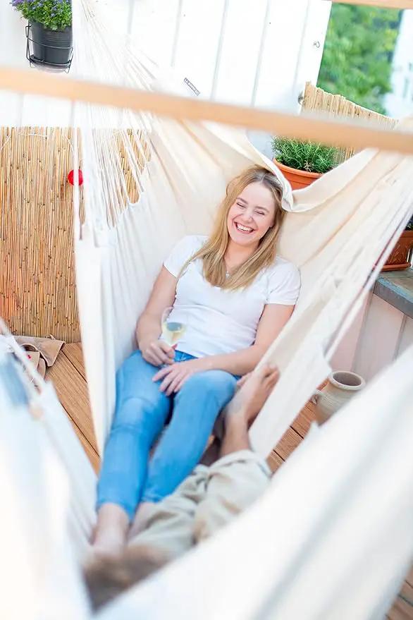 La Siesta® - XL King Habana Cotton Hanging Hammock Chair, Indoor Outdoor Hammock Swing Chair, Boho Hanging Chair Bedroom Patio, Max 355 Lbs, Latte by GreenHaven Gardens
