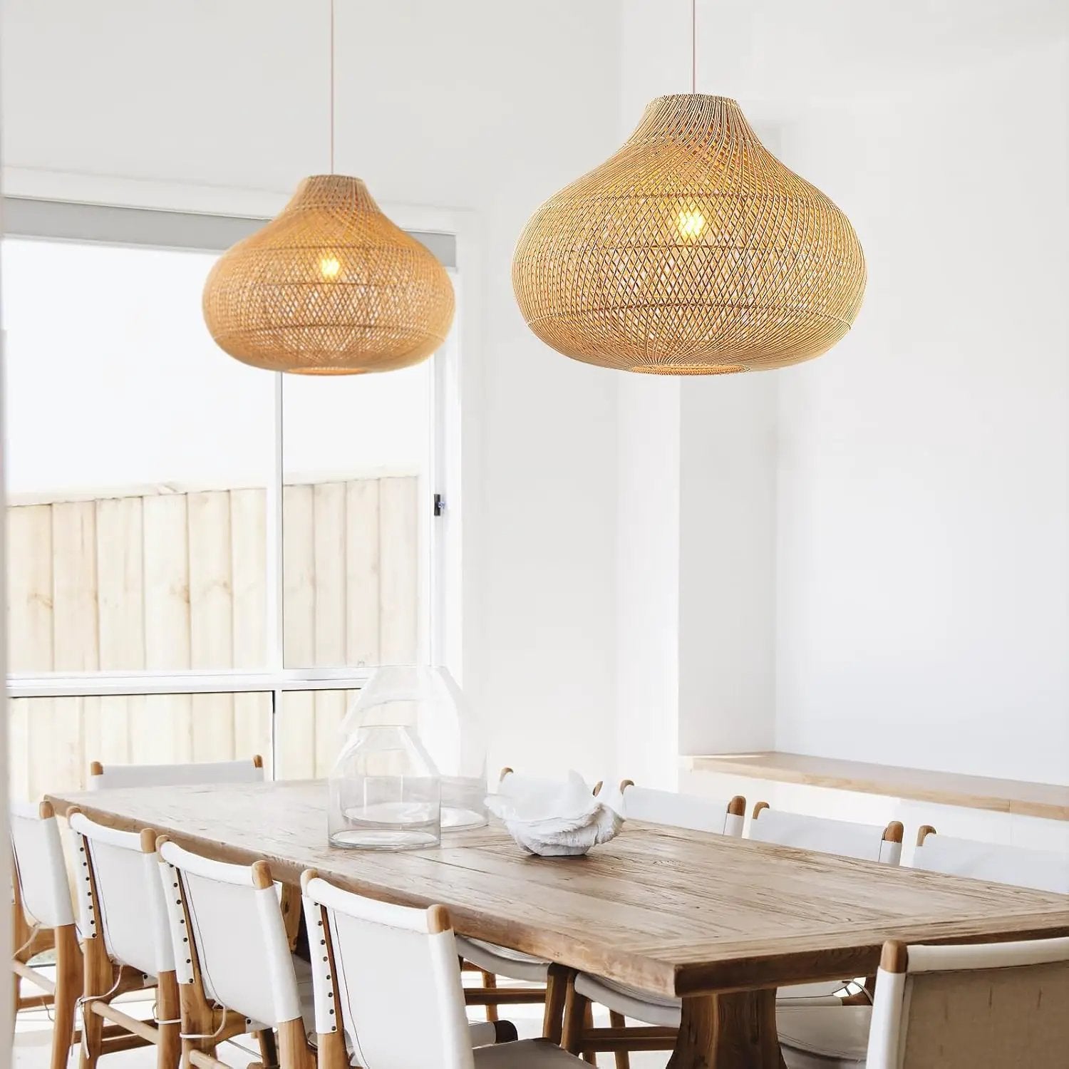 Large Rattan Pendant Light, 19.7" Rattan Boho Wicker Chandelier Hand-Woven Basket Pendant Light Fixtures for Dining Room Kitchen Island Living Room by GreenHaven Gardens
