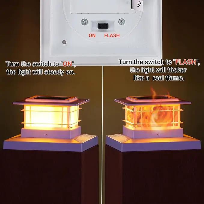 Dynaming 6 Pack Solar Flame Post Lights Outdoor, Solar Powered Fence Post White Shell Cap Light, High Brightness Flickering Flame LED LiVinyl/Wooden Postseck Patio, Fit 4x4 5x5 6x6 Vinyl/Wooden Posts by GreenHaven Gardens