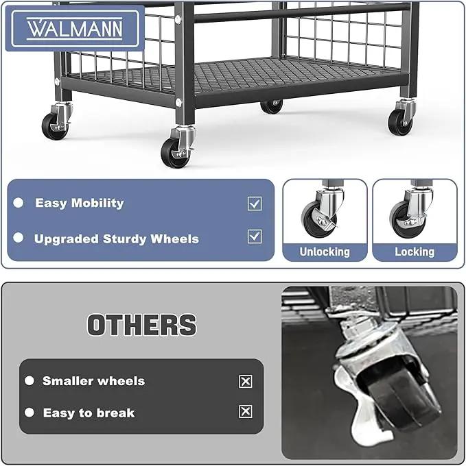 WALMANN Garden Tool Organizer with Wheels for Garage, Rakes/Shovels/Yard Tools Storage Stand for Garden, Shed, Indoor/Outdoor Long-Handled Tools Rolling Cart by GreenHaven Gardens