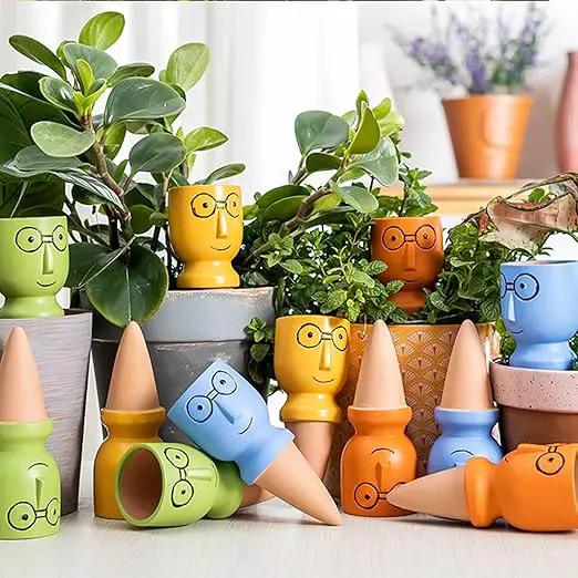 4 Pack Terracotta Watering Spikes, Vacation Self-Watering Planters Devices - Continuous Moisture with Slow Release Watering System - Perfect for Indoor Outdoor Plants (Big Head) by GreenHaven Gardens