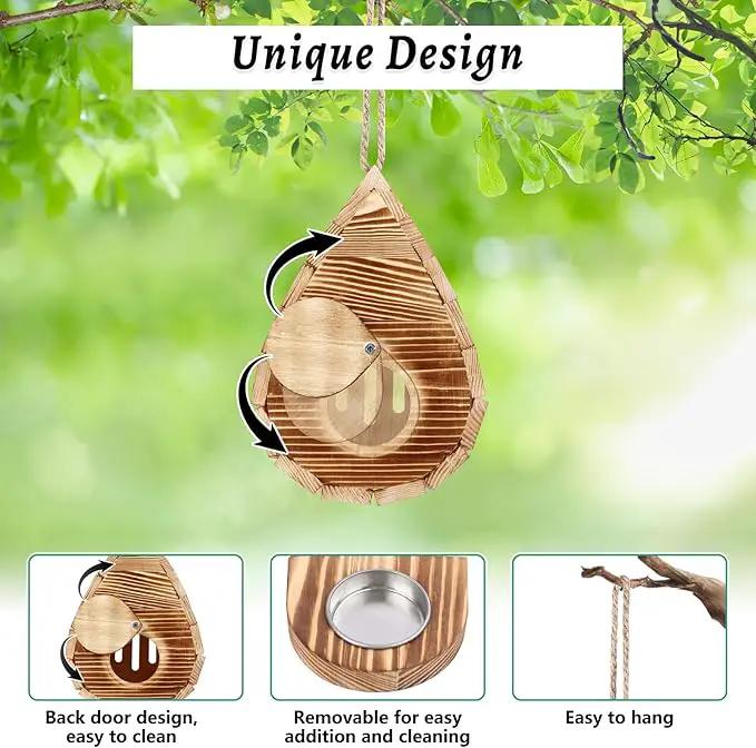 Wooden Butterfly House and Feeder, Hanging Butterfly House for Garden, Natural Butterfly Habitat with Butterfly Puddler for Outside Butterflies, Moths - Backdoor, Easy to Clean by GreenHaven Gardens