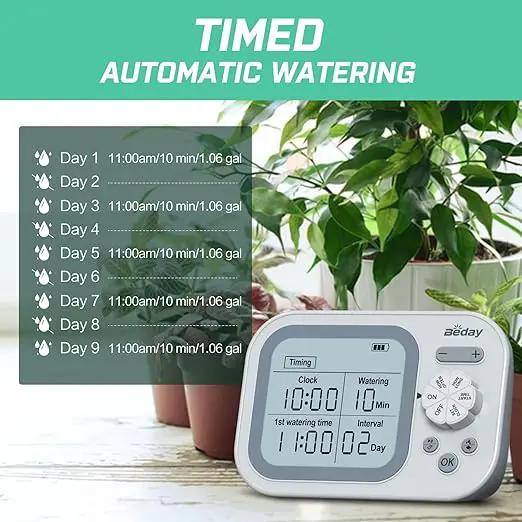 Automatic Plant Waterer Indoor Self Watering System for 15 Potted Plants, Auto Drip Irrigation Kit Programmable Water Timer with Smart Humidity Detection by GreenHaven Gardens