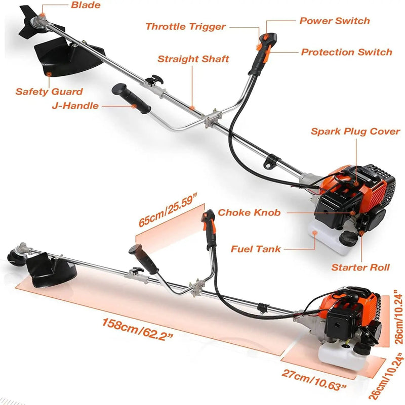Homdox 58cc 2-Cycle Gas Weed Eater, 4 in 1 Brush Cutter, String Trimmer and Gas Weed Wacker Trimmer for Lawn and Garden Care Trimming, Red by GreenHaven Gardens