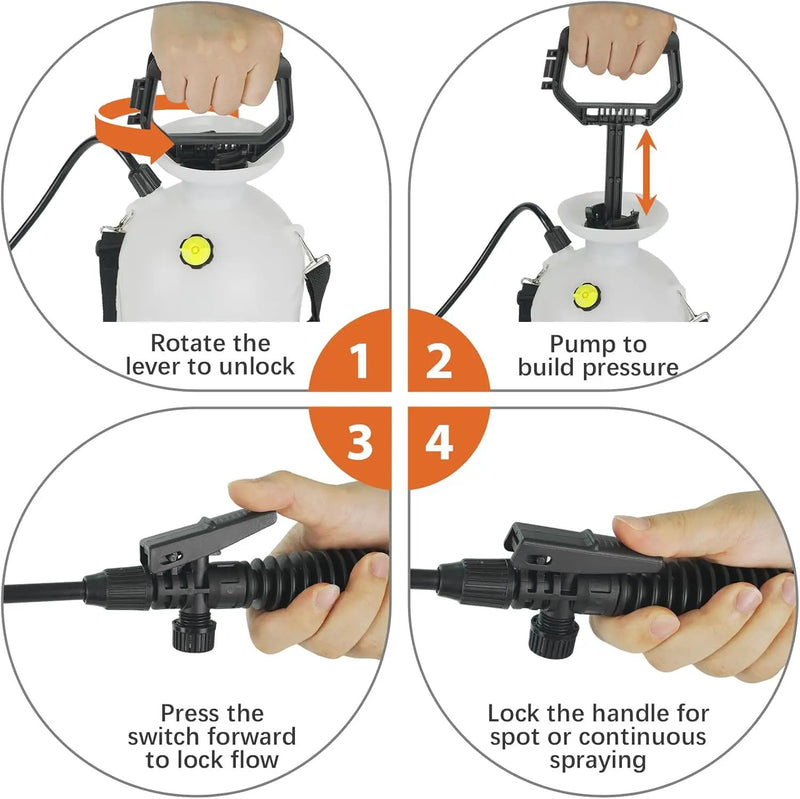 2Gallon/7.56L Pressure Sprayer - Multi-Use Pump Mister for Garden, Lawn & Home with 2 Nozzles, Shoulder Strap & Gloves - Ideal as Weed, Plant & Water Sprayer by GreenHaven Gardens