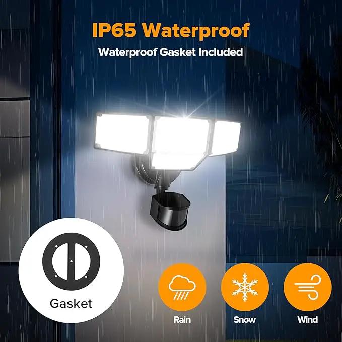 LUTEC 80W 9000LM LED Security Light Motion Sensor Outdoor Lights, 4 Head LED Flood Lights Outdoor 5000K Daylight, IP65 Waterproof, Motion Detected Lights for Outside, House, Garage, Yard (Black) by GreenHaven Gardens