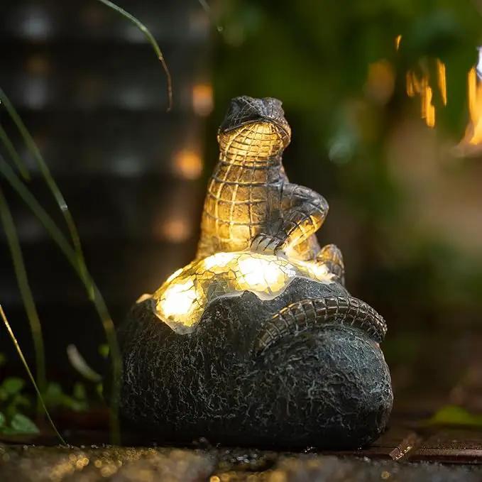 Solar Garden Outdoor Statues Lizard with LED Lights - Lawn Decor Lizard Statue for Patio, Balcony, Yard Ornament - Unique Housewarming Gifts by GreenHaven Gardens