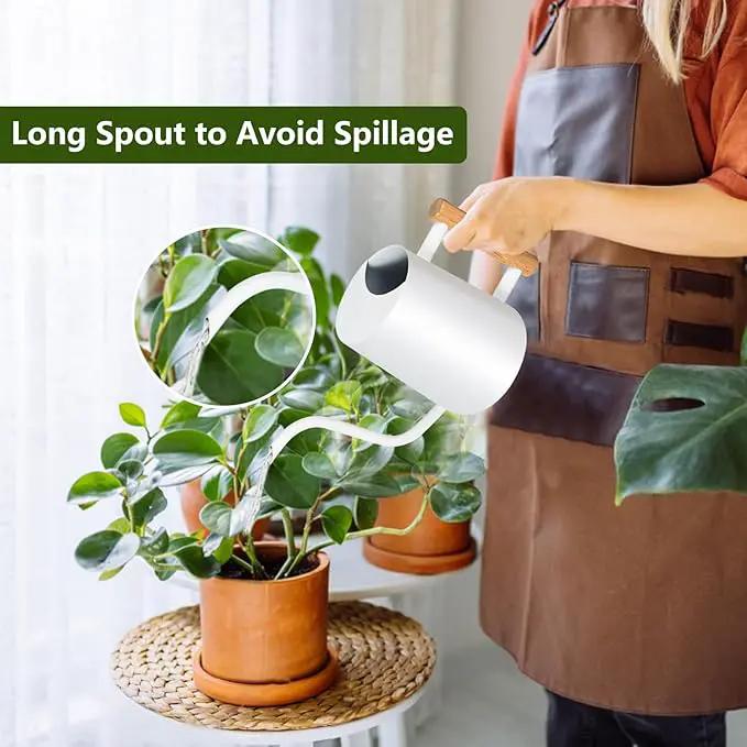 Watering Can Indoor Plants, 35oz Small Watering Can Indoor Stainless Steel Metal Watering Can Modern Decorative Watering Pot with Long Spout for Indoor House Plant Bonsai Outdoor Garden Flowers -White by GreenHaven Gardens
