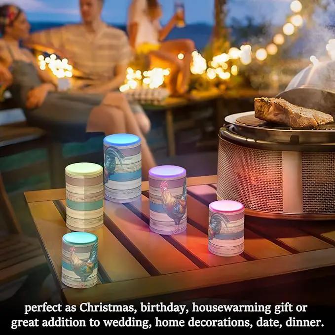 Flickering Flameless Candles, Rooster LED Candles with Remote Timer, Set of 2 Battery Operated Candle for Valentine Wedding Birthday by GreenHaven Gardens