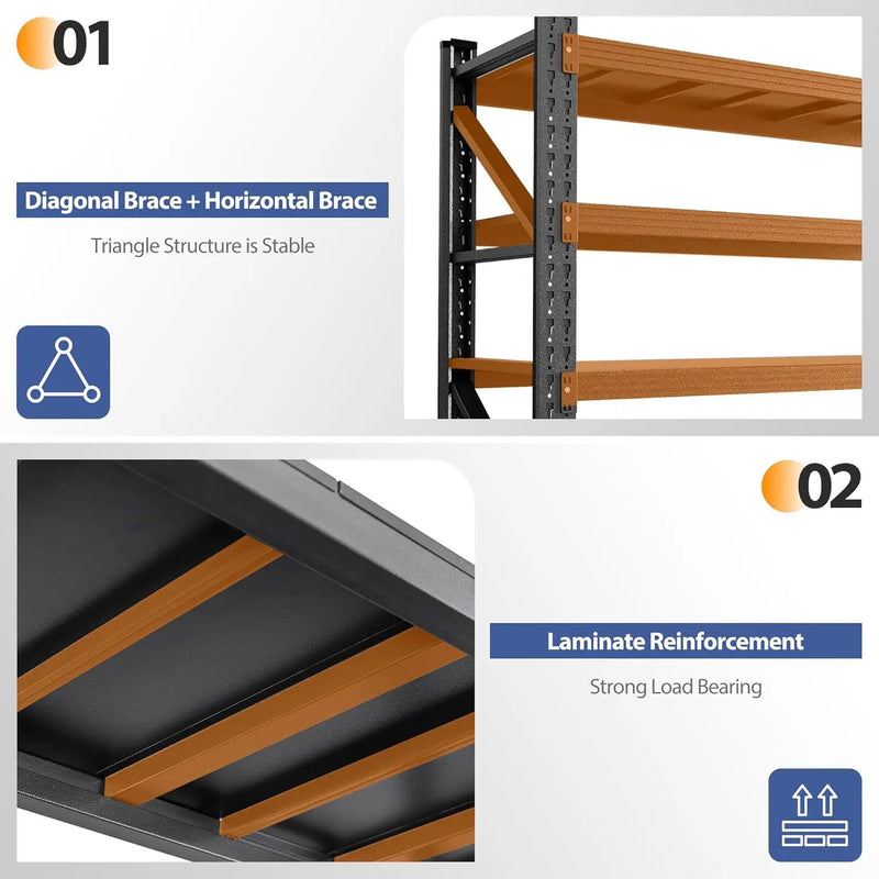 3000LBS Storage Shelves, 48" W Heavy Duty Garage Shelving Unit, Adjustable Industrial Shelving, 4 Tier Metal Shelving for Garage, Supermarket, Warehouse, 48" W x 24" D x 70" H by GreenHaven Gardens