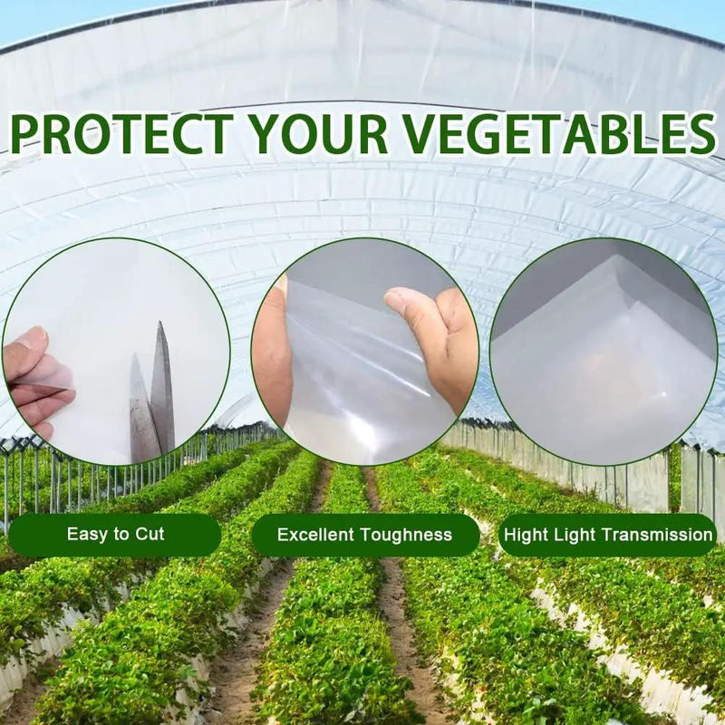 6 mil Greenhouse Plastic Film Sheeting Cover 8 x 26 Ft UV Resistant Clear Polyethylene Film Green House Hoop Farm Plastic Cover for Gardening, Farming, Agriculture by GreenHaven Gardens