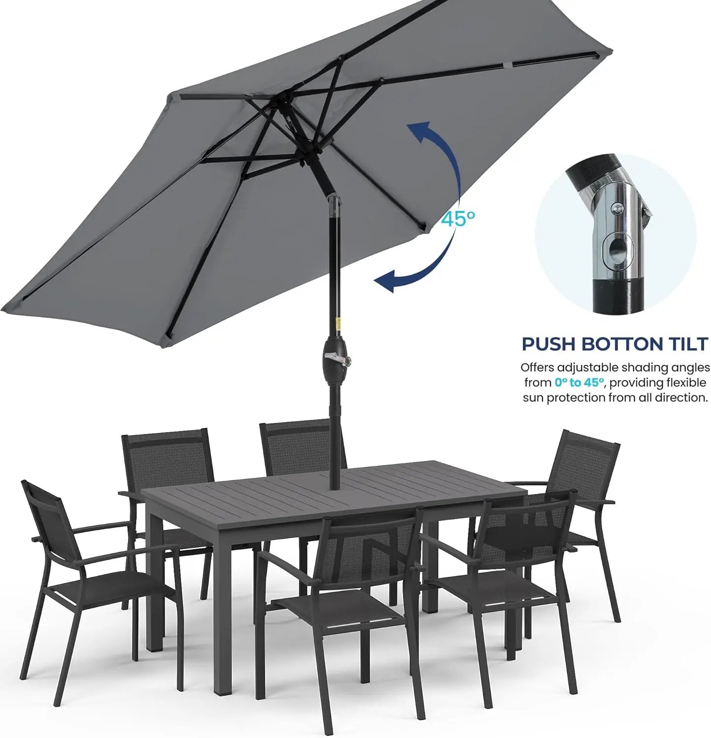 Aok Garden 7.5 ft Patio Umbrella Outdoor Market Umbrella Tilt Button and Crank 6 Ribs for Deck Lawn Pool& Backyard by GreenHaven Gardens