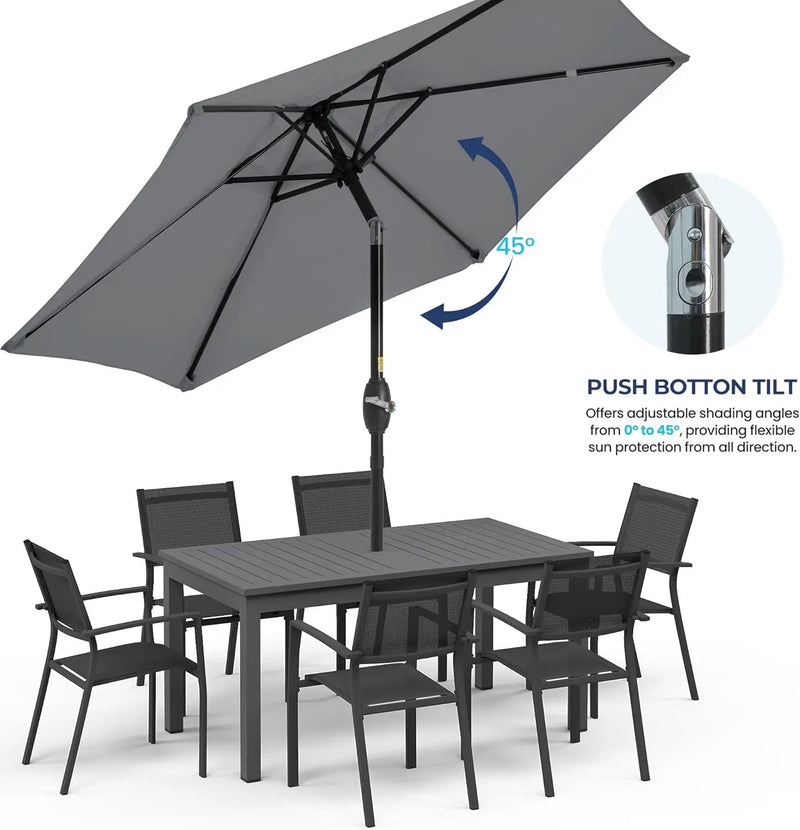 Aok Garden 7.5 ft Patio Umbrella Outdoor Market Umbrella Tilt Button and Crank 6 Ribs for Deck Lawn Pool& Backyard by GreenHaven Gardens