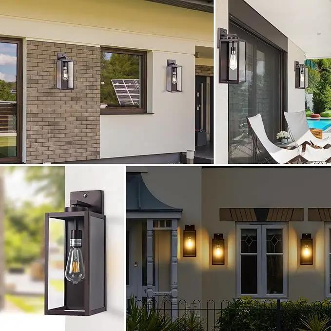 Oil-Rubbed Bronze Dusk to Dawn Outdoor Wall Light, Large 16" Exterior Wall Lantern Waterproof, Brown Farmhouse Porch Sconce, Modern Wall-Mounted Outside Light Fixture for House Garage, Patio Lamp by GreenHaven Gardens