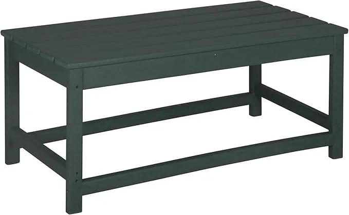 WO Home Furniture Adirondack Chairs Table Set of 3 PCS Outdoor Folding Chairs Coffee Table Weather/UV Resistant for Lawn, Garden, Bon Fire, Balcony (Dark Green) by GreenHaven Gardens