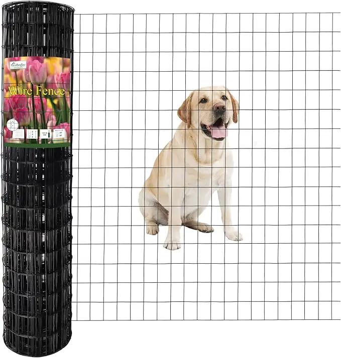 Black PVC Coated Welded Wire Fence 48 Inch x 50 Foot, 2 Inch x 3 Inch 16GA, Garden Border Fencing Roll Vinyl Coating Metal Wire Mesh for Yard Vegetable Plant Protection Poultry Netting by GreenHaven Gardens