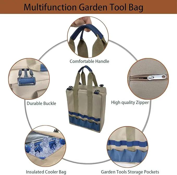 Garden Folding Gardener Stool with Gardening Tools Insulation Garden Bags Plus 5 Garden Tools and Gardening Kneeler Ideal Gift for Mother's Day/Father's Day (Navy Blue) by GreenHaven Gardens