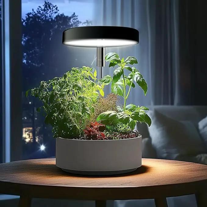 Grow Lights for Indoor Plants Small Potted - Full Spectrum, Auto 3/9/12H Timer, 10-Level Dimming & Adjustable Height - Compact Grow Light for Succulents, Herbs, Foliage in Home/Office (Black,1PACK) by GreenHaven Gardens