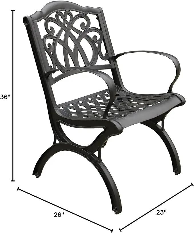 Ornate Traditional Outdoor Cast Aluminum Black Patio Dining Chair by GreenHaven Gardens
