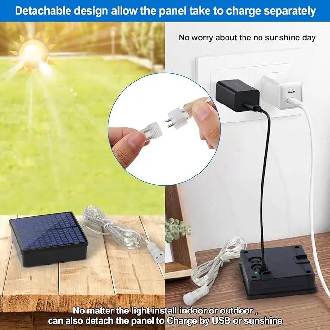 IMAGE Solar Curtain Lights 8 Modes 9.8x9.8 Feet Solar String Lights for Wedding Party Home Decoration Backdrops Full Waterproof UL Safety Standard Warm White by GreenHaven Gardens