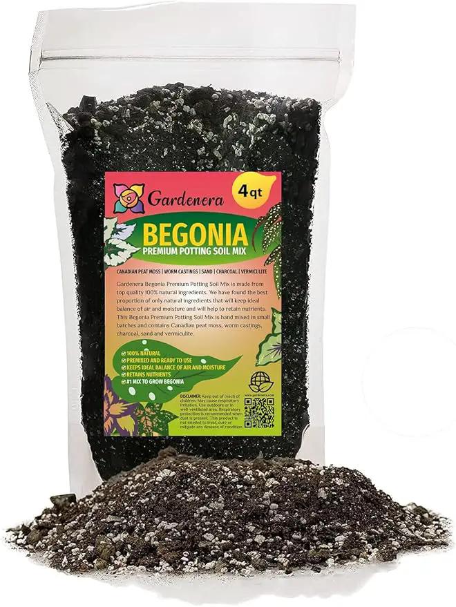Begonia Potting Mix - Promote Strong Roots and Stunning Blooms with Our Premium Blend - 4 Quart by GreenHaven Gardens